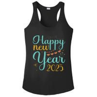 Happy New Year 2025 Celebration Graphic Ladies PosiCharge Competitor Racerback Tank