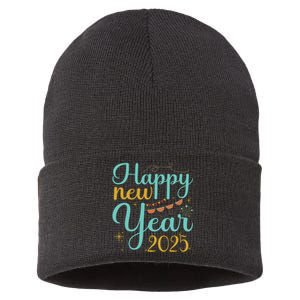 Happy New Year 2025 Celebration Graphic Sustainable Knit Beanie