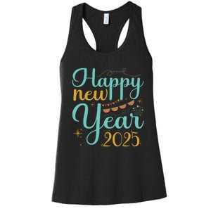 Happy New Year 2025 Celebration Graphic Women's Racerback Tank