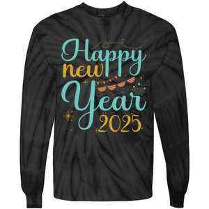 Happy New Year 2025 Celebration Graphic Tie-Dye Long Sleeve Shirt