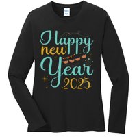 Happy New Year 2025 Celebration Graphic Ladies Long Sleeve Shirt