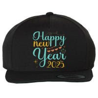 Happy New Year 2025 Celebration Graphic Wool Snapback Cap