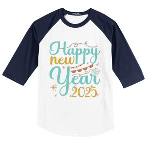 Happy New Year 2025 Celebration Graphic Baseball Sleeve Shirt