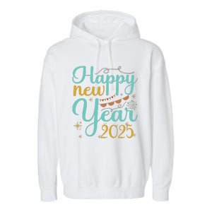 Happy New Year 2025 Celebration Graphic Garment-Dyed Fleece Hoodie