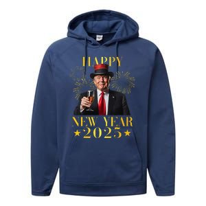 Happy New Year 2025 Funny Trump New Year New America Performance Fleece Hoodie