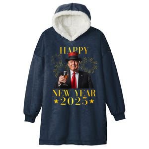 Happy New Year 2025 Funny Trump New Year New America Hooded Wearable Blanket