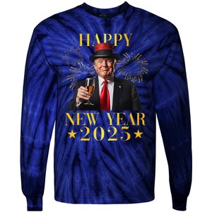 Happy New Year 2025 Funny Trump New Year New America Tie-Dye Long Sleeve Shirt