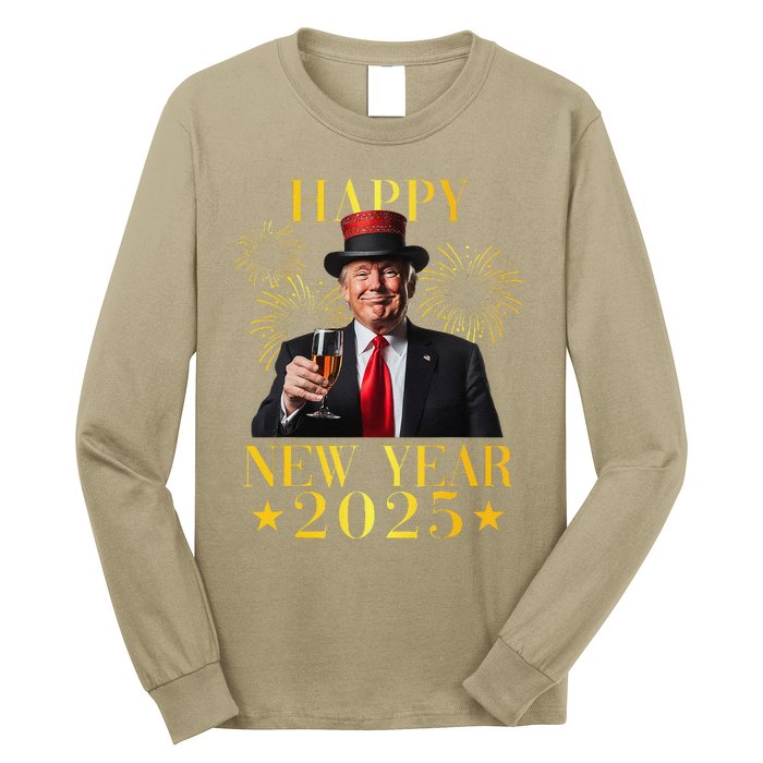 Happy New Year 2025 Funny Trump New Year New America Long Sleeve Shirt