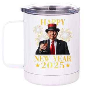 Happy New Year 2025 Funny Trump New Year New America 12 oz Stainless Steel Tumbler Cup