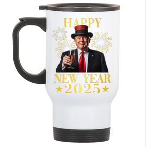 Happy New Year 2025 Funny Trump New Year New America Stainless Steel Travel Mug