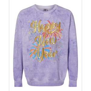 Happy New Year 2025 Nye Party Supplies Funny New Years Eve Vneck Colorblast Crewneck Sweatshirt