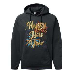 Happy New Year 2025 Nye Party Supplies Funny New Years Eve Vneck Performance Fleece Hoodie