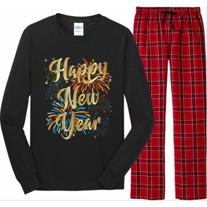 Happy New Year 2025 Nye Party Supplies Funny New Years Eve Vneck Long Sleeve Pajama Set