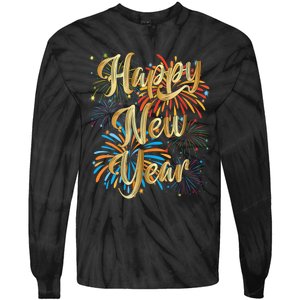 Happy New Year 2025 Nye Party Supplies Funny New Years Eve Vneck Tie-Dye Long Sleeve Shirt