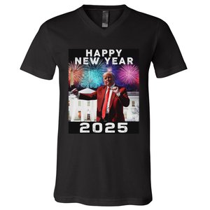 Happy New Year 2025 Boy Girl Funny Trump V-Neck T-Shirt