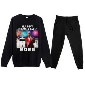 Happy New Year 2025 Boy Girl Funny Trump Premium Crewneck Sweatsuit Set