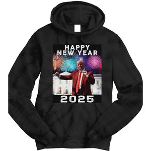 Happy New Year 2025 Boy Girl Funny Trump Tie Dye Hoodie