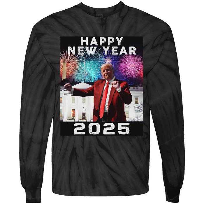 Happy New Year 2025 Boy Girl Funny Trump Tie-Dye Long Sleeve Shirt