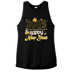 Happy New Year Party 2025 Ballon Family Matching Ladies PosiCharge Tri-Blend Wicking Tank