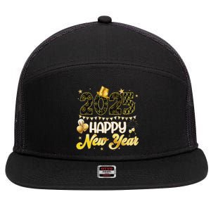 Happy New Year Party 2025 Ballon Family Matching 7 Panel Mesh Trucker Snapback Hat