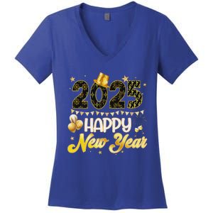 Happy New Year Party 2025 Ballon Family Matching Women's V-Neck T-Shirt