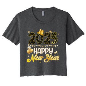 Happy New Year Party 2025 Ballon Family Matching Women's Crop Top Tee