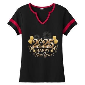 Happy New Year Party 2025 Family Matching Ladies Halftime Notch Neck Tee