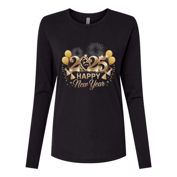 Happy New Year Party 2025 Family Matching Womens Cotton Relaxed Long Sleeve T-Shirt