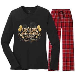 Happy New Year Party 2025 Family Matching Women's Long Sleeve Flannel Pajama Set 