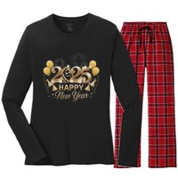 Happy New Year Party 2025 Family Matching Women's Long Sleeve Flannel Pajama Set 