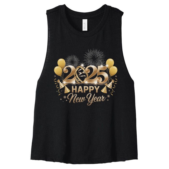 Happy New Year Party 2025 Family Matching Women's Racerback Cropped Tank