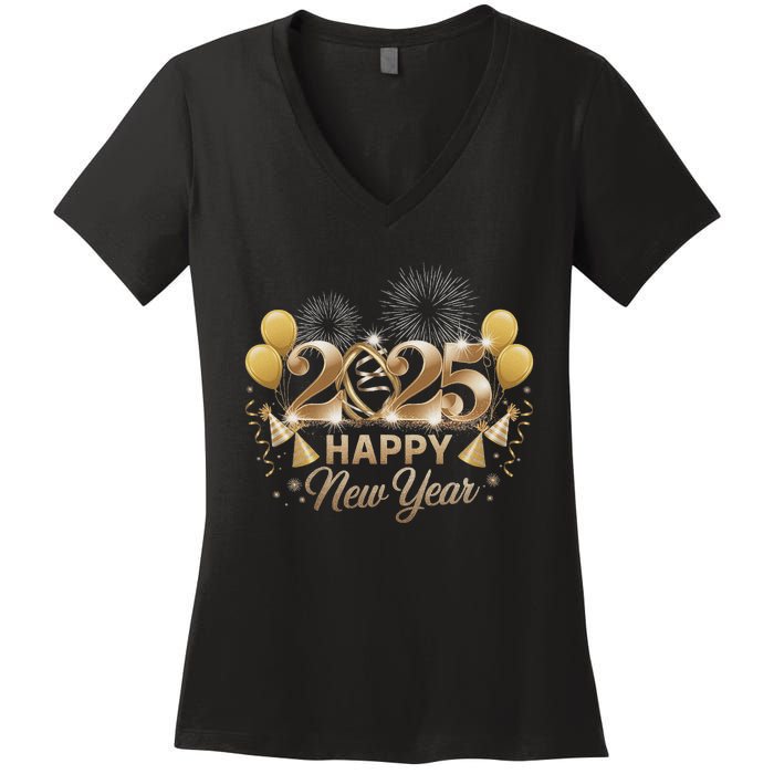 Happy New Year Party 2025 Family Matching Women's V-Neck T-Shirt