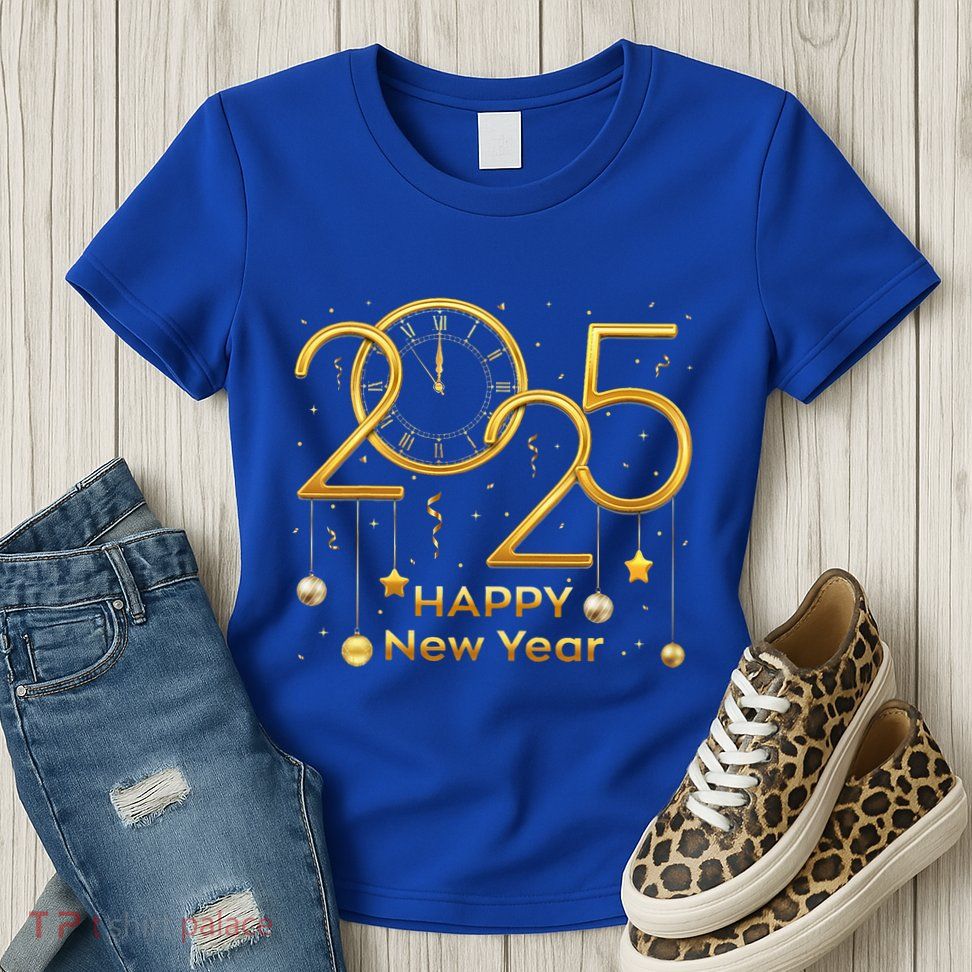 Happy New Year Party 2025 Family Matching Fireworks Womens T-Shirt