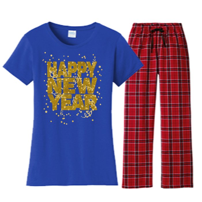 Happy New Year Nye Party Gift Funny New Years Eve Confetti Gift Women's Flannel Pajama Set