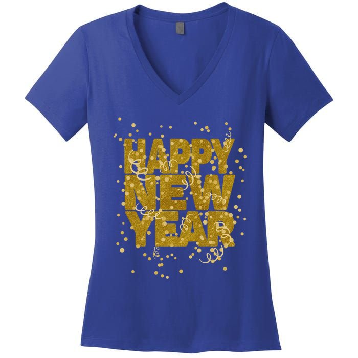 Happy New Year Nye Party Gift Funny New Years Eve Confetti Gift Women's V-Neck T-Shirt