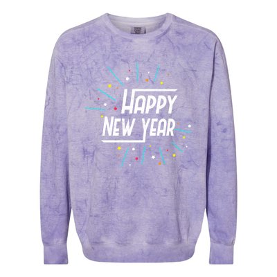 Happy New Year Fireworks Gift Funny Gift Colorblast Crewneck Sweatshirt