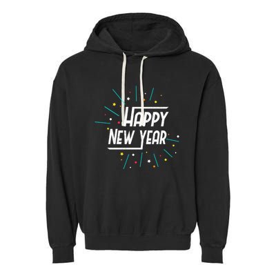 Happy New Year Fireworks Gift Funny Gift Garment-Dyed Fleece Hoodie