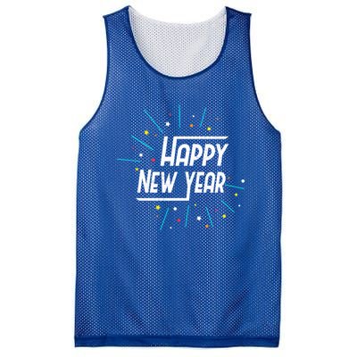 Happy New Year Fireworks Gift Funny Gift Mesh Reversible Basketball Jersey Tank