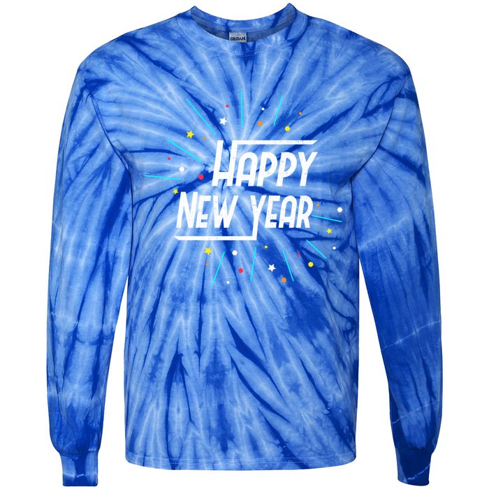 Happy New Year Fireworks Gift Funny Gift Tie-Dye Long Sleeve Shirt