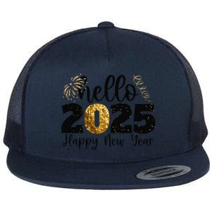 Happy New Year 2025 New Year Party Friends Family Gift Flat Bill Trucker Hat