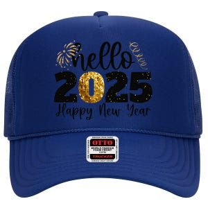 Happy New Year 2025 New Year Party Friends Family Gift High Crown Mesh Back Trucker Hat