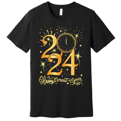 Happy New Year Fireworks New Years Eve Party Supplies 2024 Premium T-Shirt