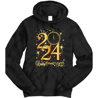 Happy New Year Fireworks New Years Eve Party Supplies 2024 Tie Dye Hoodie