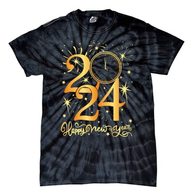 Happy New Year Fireworks New Years Eve Party Supplies 2024 Tie-Dye T-Shirt