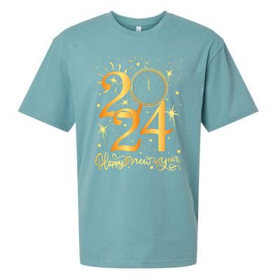 Happy New Year Fireworks New Years Eve Party Supplies 2024 Sueded Cloud Jersey T-Shirt