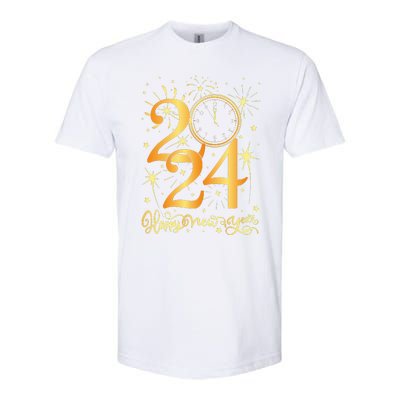 Happy New Year Fireworks New Years Eve Party Supplies 2024 Softstyle CVC T-Shirt