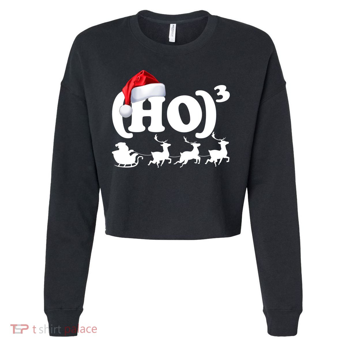 Ho Cubed Funny Christmas For Math Teachers Cropped Pullover Crew