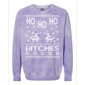 Ho Ho Ho Bitches X-Mas Ugly Christmas Colorblast Crewneck Sweatshirt