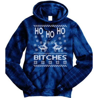 Ho Ho Ho Bitches X-Mas Ugly Christmas Tie Dye Hoodie