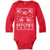 Ho Ho Ho Bitches X-Mas Ugly Christmas Baby Long Sleeve Bodysuit